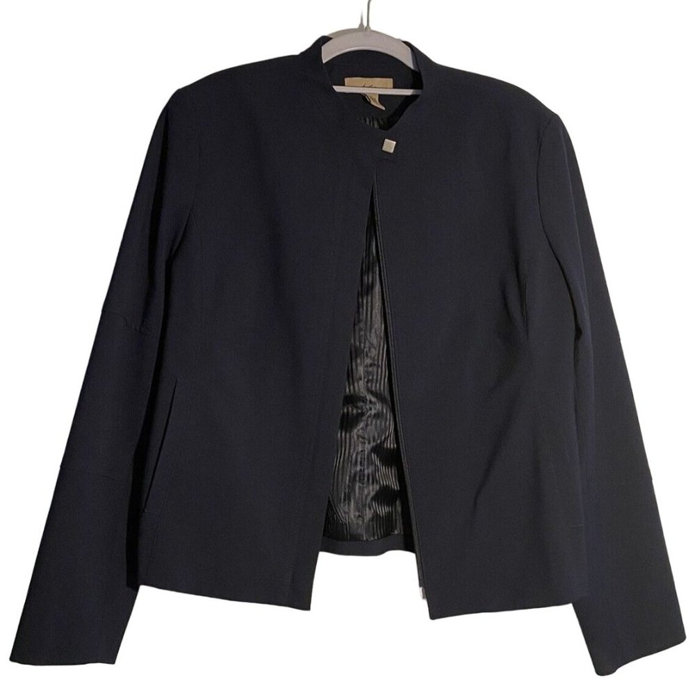 I.E. Women's Navy Jacket Blazer Y2K Classic Full Zip Pockets Vintage Lined sz 12